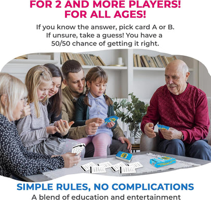 QUOKKA Board Games for Kids 8-12 and Family - Set of 4 Who Knows It Better? - 2000+ Questions Across Biology, Culture, STEM and Math - Educational Trivia Cards for Learning and Game Night