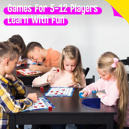 SpriteGru Multiplication & Division Bingo Game, 480 Math Problems, 2 Educational Math Board Game for Kindergarten and Preschool Kids 4-8, Perfect for Classroom & At Home (Up to 25 Players)