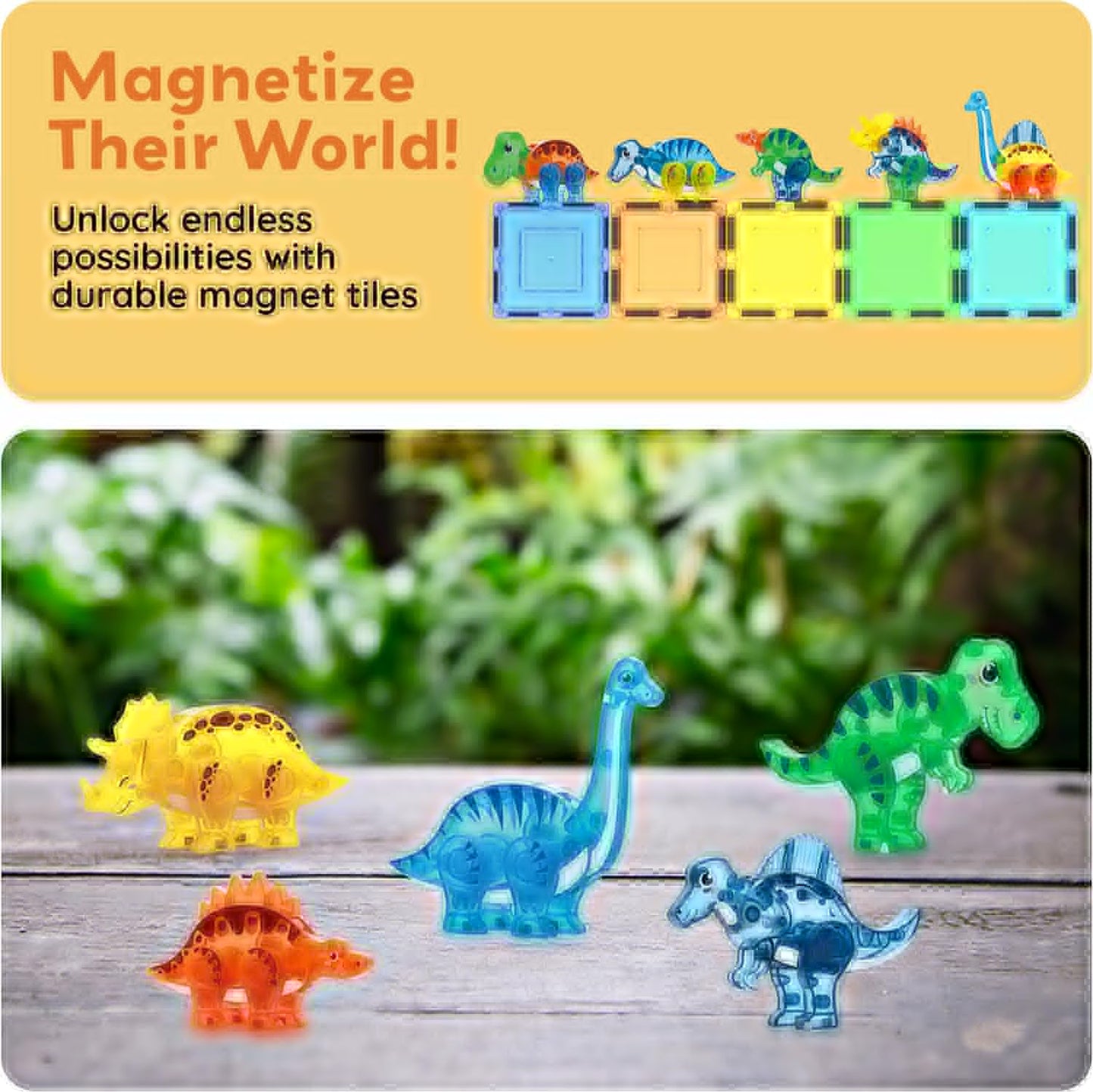 PicassoTiles Magnetic Tile Building Blocks Add On 8 Magnetized Action Figures Construction Vehicles & Zoo Animal Theme Compatible with Magnet Tiles Sets STEM Learning Toy for Boys & Girls Age 3+ PTA21
