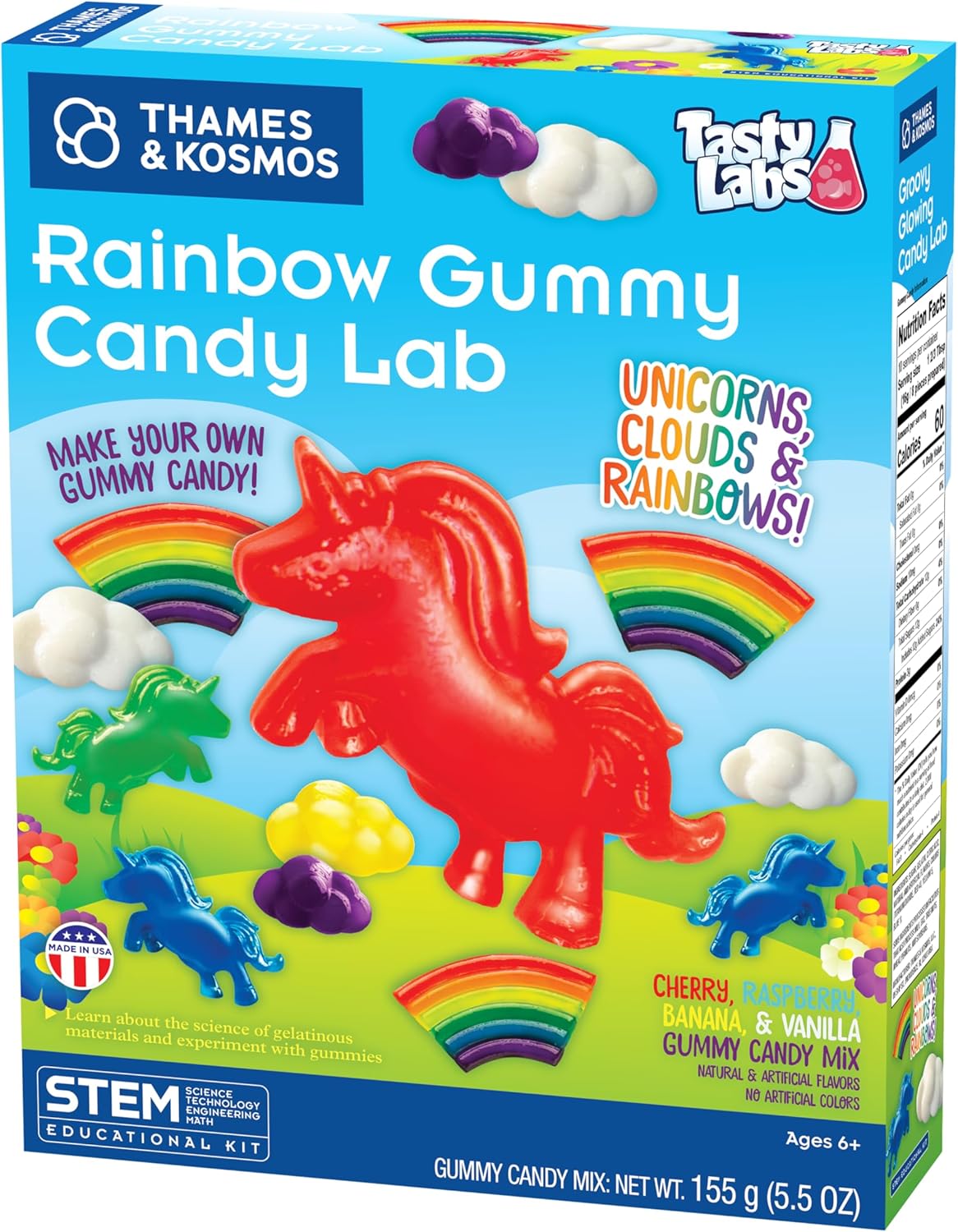 Thames & Kosmos Rainbow Gummy Candy Lab - Unicorns, Clouds & Rainbows! Sweet Science STEM Experiment Kit, Make Your Own Gummy Candies in Cool Shapes & Colors