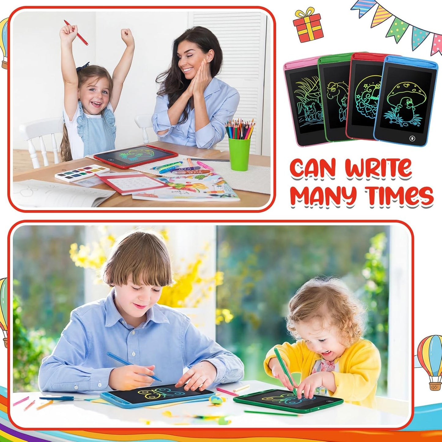 Tinlade 12 Pack LCD Writing Tablets for Kids Party Favors Games, 8.5 Inch Educational Learning Bulk Toys Gifts Erasable Doodle Boards Portable Electronic Drawing Pads for Toddlers 4-8 School Birthday
