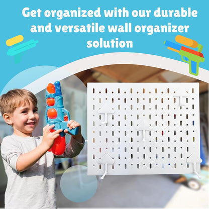 Skywin Wooden Pegboard for Nerf Gun Storage, Nerf Gun Wall Mount Eagle Shape, Compatible with All Blasters, Rack for Wall Organization - Birthday Gift for Kids (Orange)