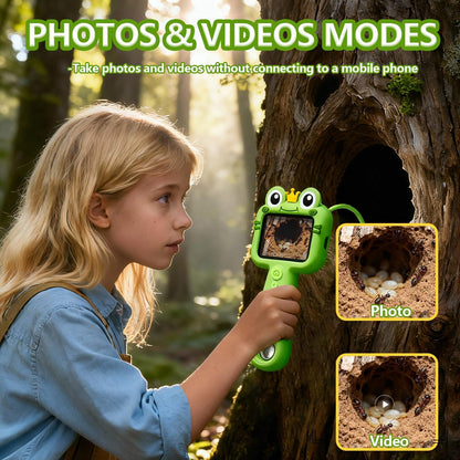 Borescope Camera with Light for Kids - STEM Science Educational Toy for 4-10 12Years Old, Educational Boys Girls Birthday Gift, Snake Scope Camera for Outdoor Camping Nature Exploration (Green)