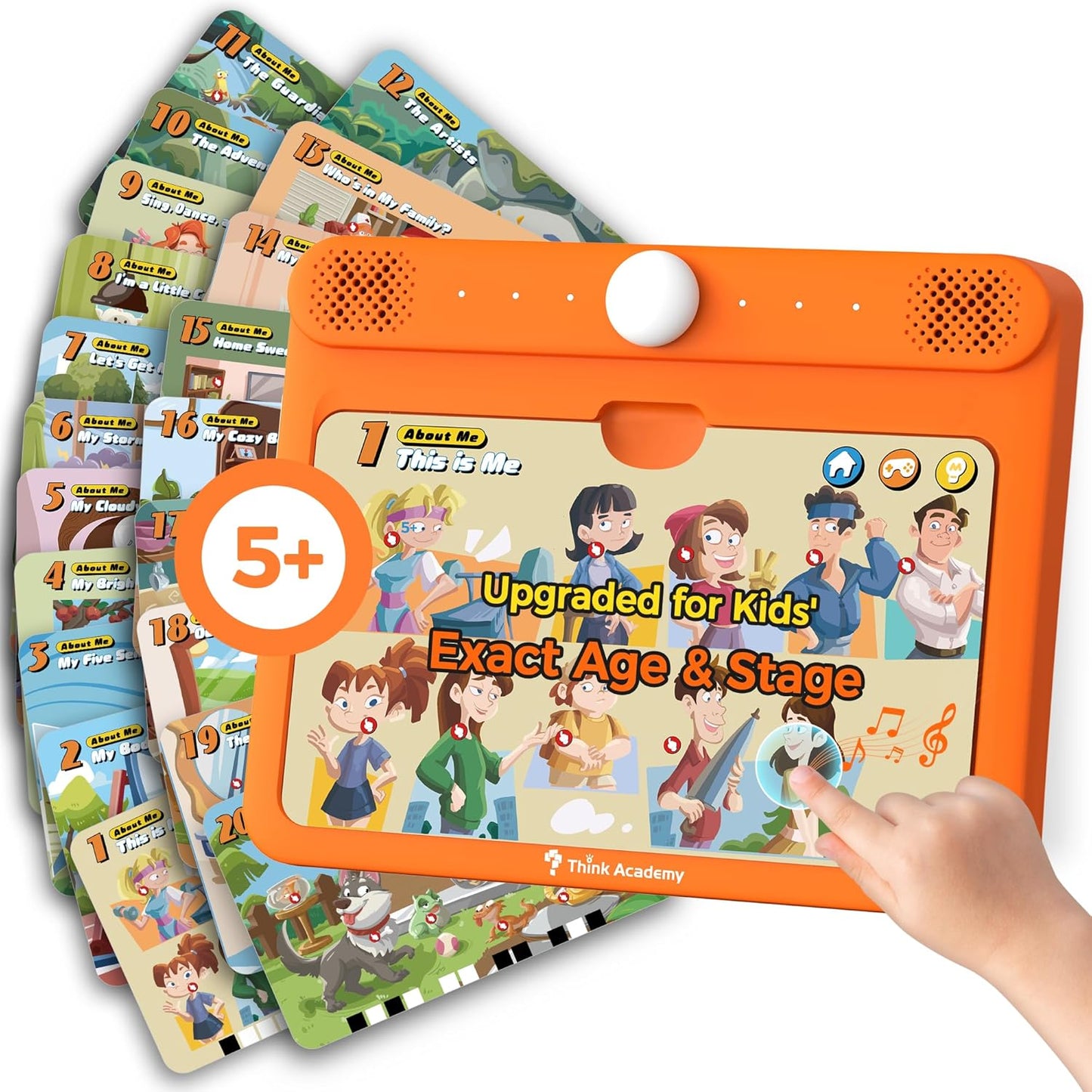 Think Academy Learning Pad for 3+, Age-Optimized Screen-Free Educational Learning Tablet, Learn to Read Phonics Flash Cards with Alphabet, Words, Numbers, Music, Preschool Learning Activities for Kids