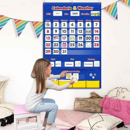 Godery Calendar and Weather Pocket Chart, Classroom Organized Chart, 149 Pieces