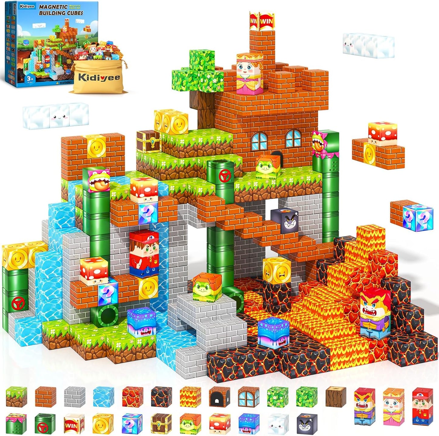 Magnetic Blocks, Build Mine Magnet World Forest Farm Edition, Magnetic Building Blocks for Kids Ages 4-6 6-8 8-12, Sensory STEM Toys for Boys & Girls