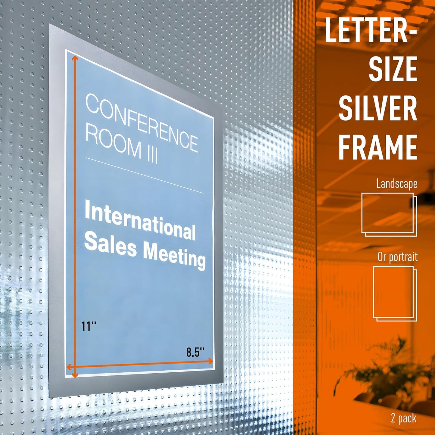 Durable Duraframe Self Adhesive Magnetic Sign Holder in Half Letter-Size 5.5" x 8.5" Inches - Black Frame - Pack of 2
