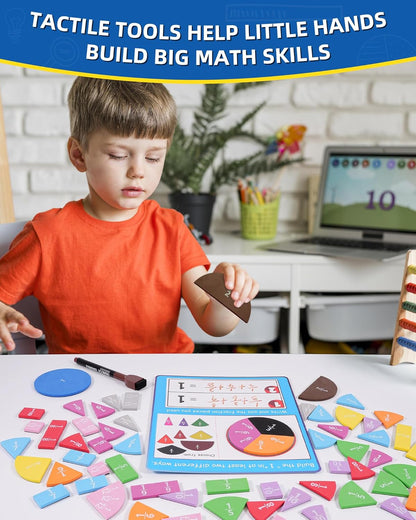 Magnetic Fraction Tiles & Fraction Circles Activity Classroom Set Math Manipulatives Educational Puzzle for Elementary School Fraction Magnets & Resources Montessori Learning Toys