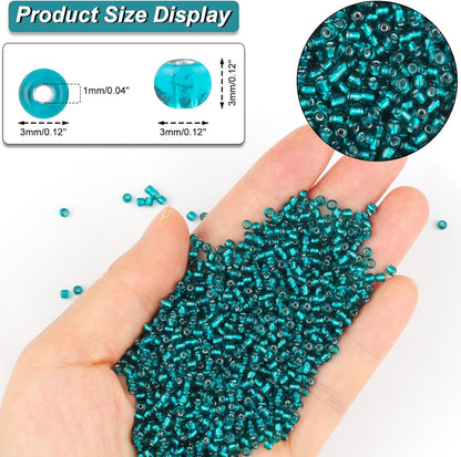10100 Pcs Size 11/0 Glass Seed Beads, 2 mm Dark Green Small Mini Spacer Loose Pony Beads for Jewelry Making and DIY Crafts - Colors A