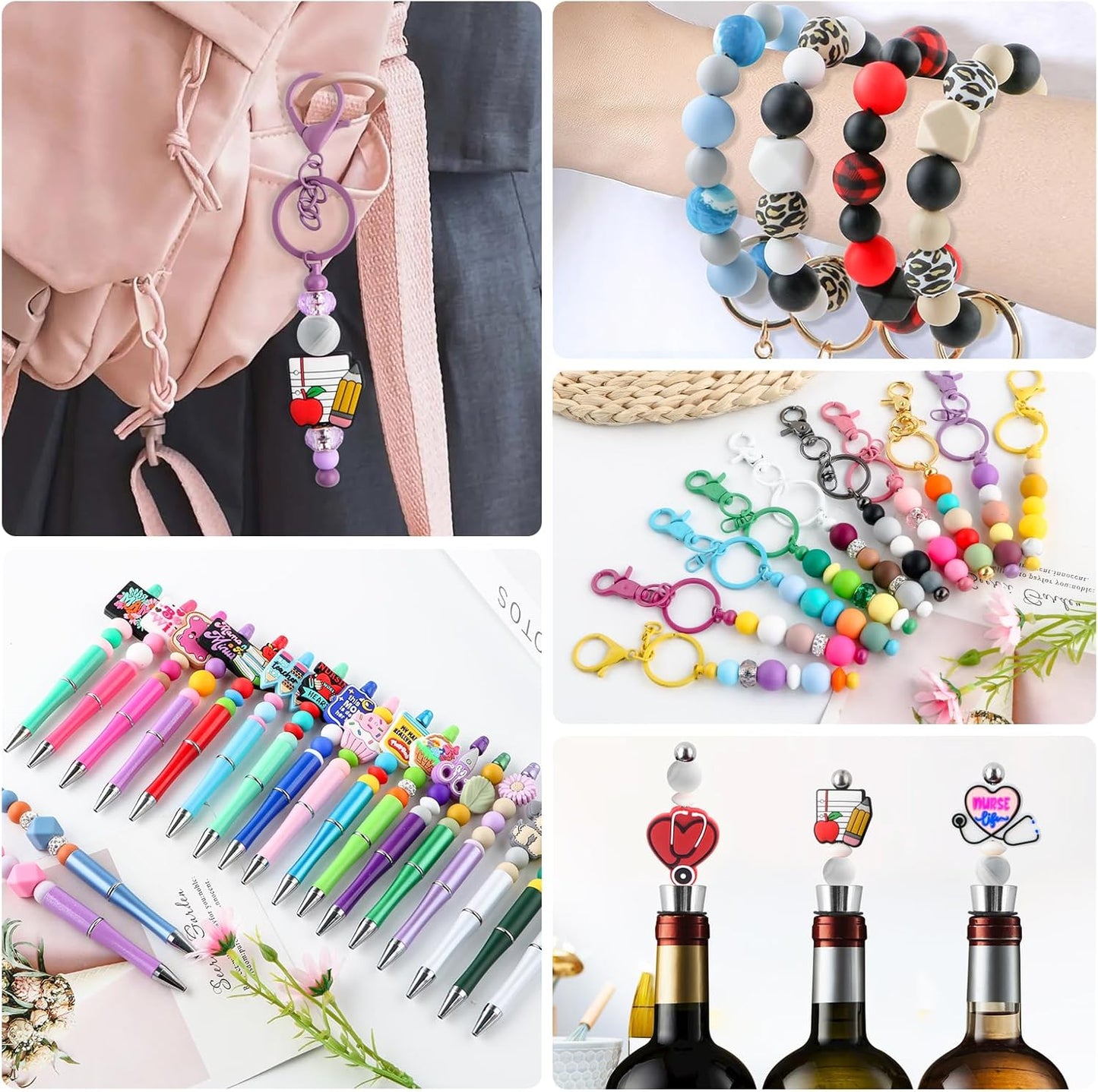 65Pcs 19mm Silicone Beads for Keychain Making Bracelet Necklace, Bulk Round Silicone Beads for Pens（Christmas Green） - Colors B