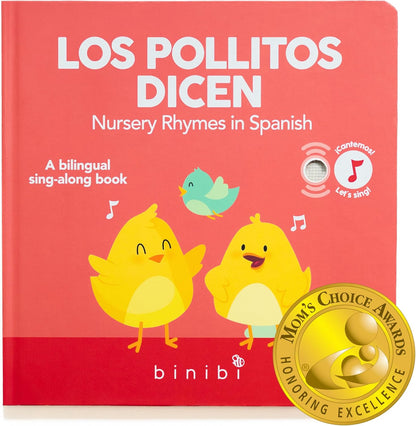 Binibi Spanish Musical Book for Babies & Toddlers 1-3 Los Pollitos Dicen & Other Nursery Rhymes | Spanish Learning for Kids | Bilingual Children's Book | Libro en español para bebés