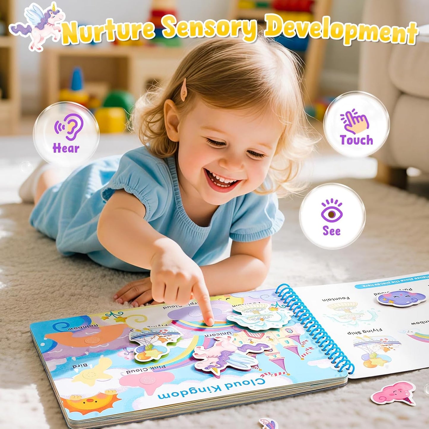 JoyCat Preschool Busy Book for Toddlers 3-5, Dual-Language Learning Activities, Educational Sensory Toys, Autism Learning Materials for Boys & Girls, English and Spanish Version