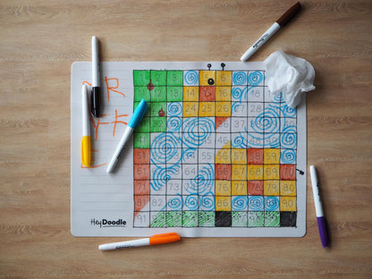 HeyDoodle Into The Wild Classic Doodle Mat – Reusable Silicone Alphabet Coloring Mat for Toddlers and Kids – Educational Animal Activity Pad with 9 Markers – Mess-Free Travel Toy – Ages 3-7