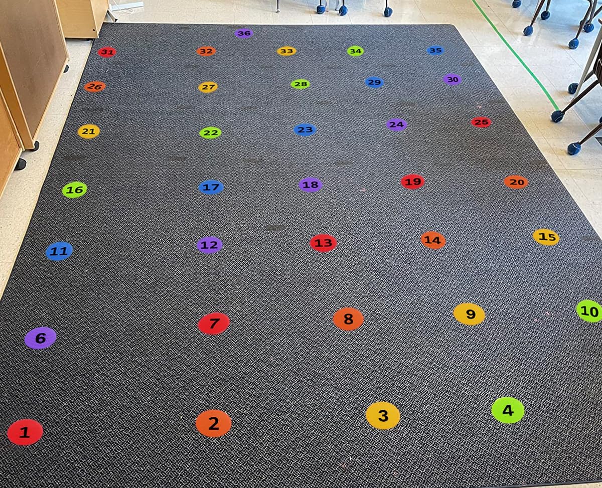 ForTomorrow Carpet Markers with Numbers - 36 Pcs 4" Classroom Sitting Carpet Dot Number 1-36, Floor Rug Circles Marker Spot for Preschool Kindergarten Elementary
