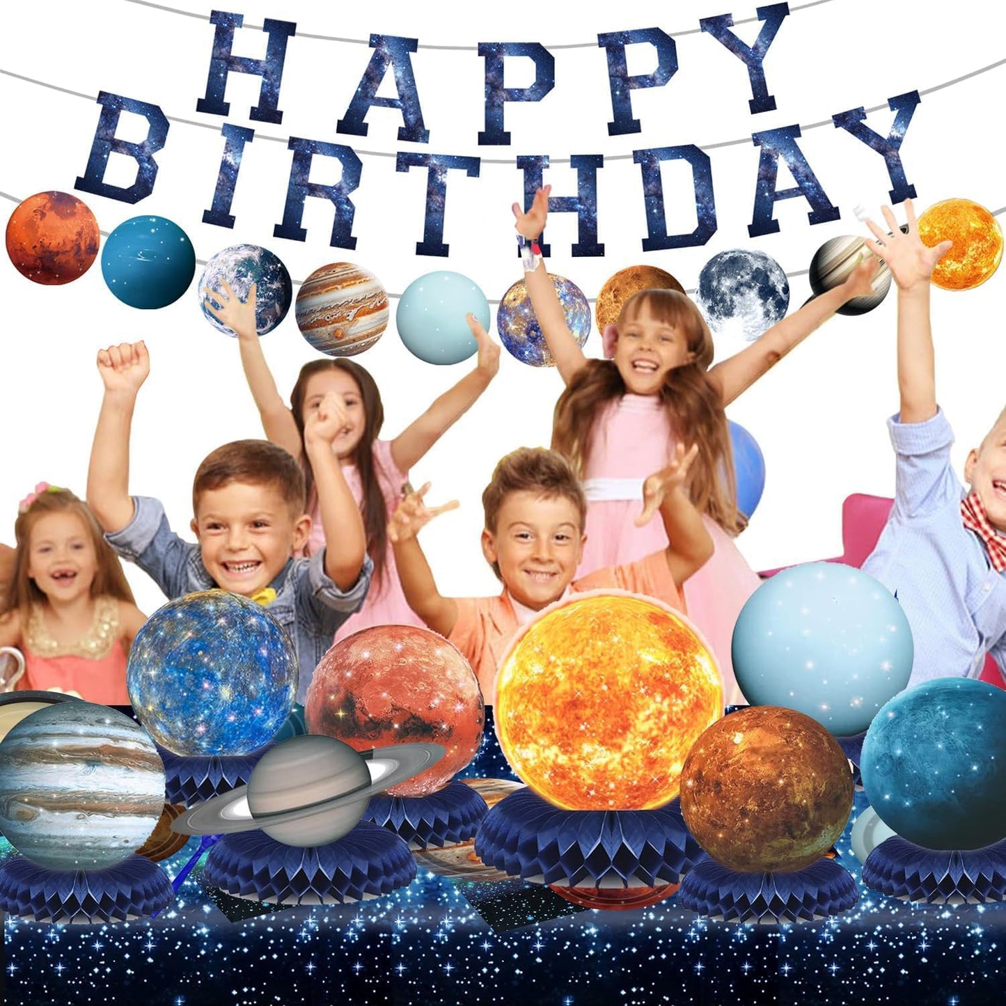 Space Theme Party Decorations Solar System Planets Honeycomb Centerpieces for Tables - 10 Piece Galaxy Planets Space Models for Outer Space Party Decoration Supplies, Astronomy Education