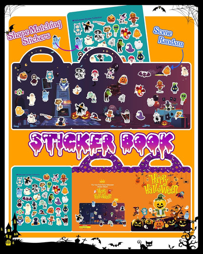 Halloween Sticker Books for Kids, Reusable Sticker Books for Toddlers, Halloween Travel Toys Acticities Crafts Birthday Gifts for Boys Girls Kids