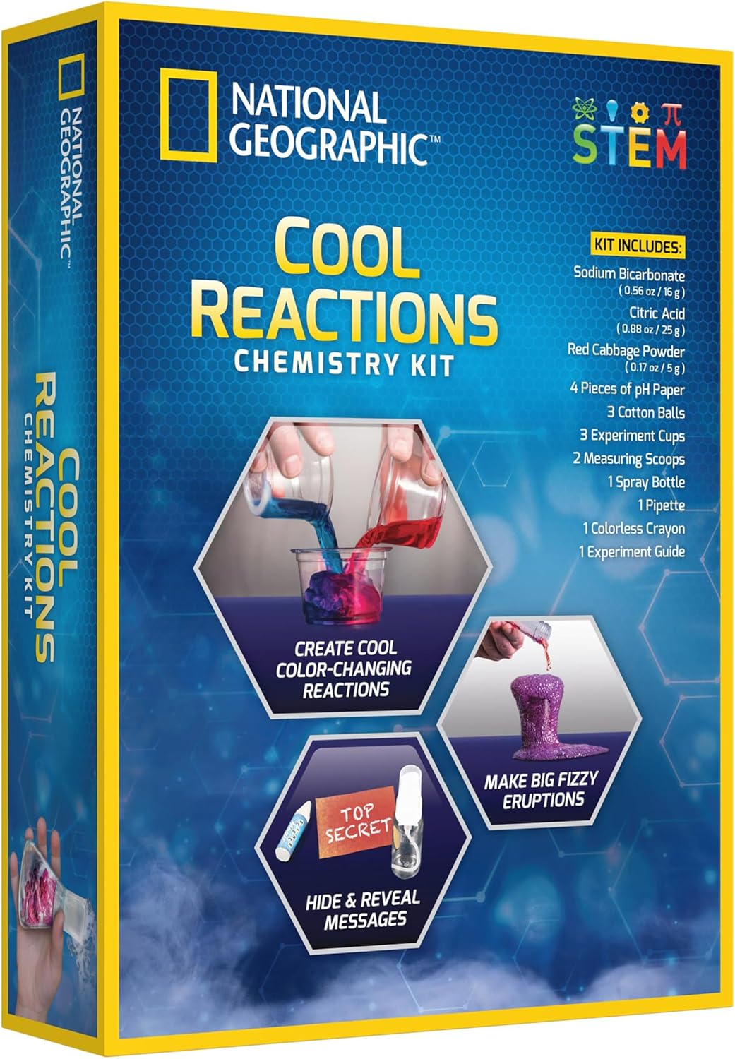 National Geographic Chemistry Set - Cool Reactions Educational Science Kits for Kids Age 8+ with 5 Awesome Experiments | Fascinating Kids STEM Toys Chemistry Gifts for 8+ Year Old Boys and Girls