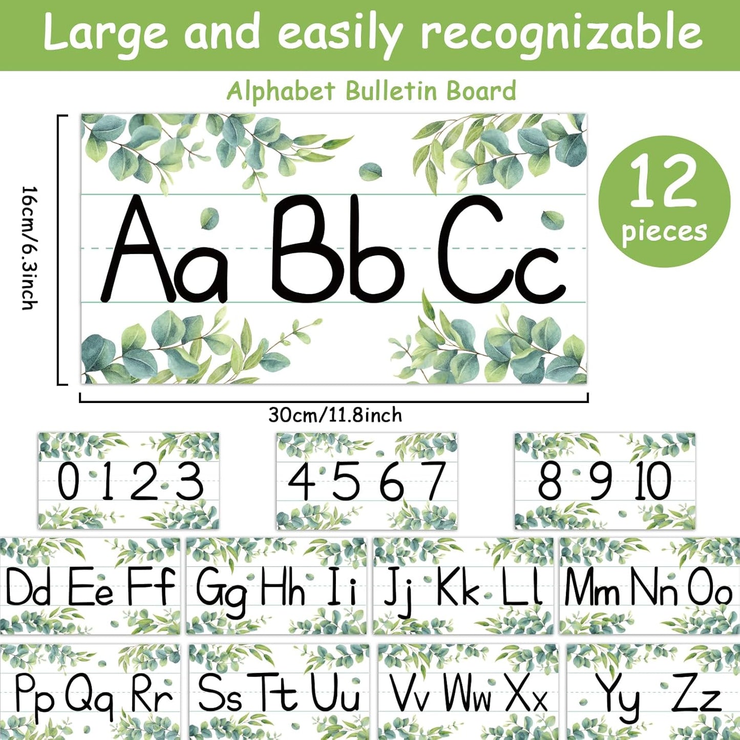 gisgfim 12 Pieces Alphabet Bulletin Board Strips Set Boho Rainbow Alphabet Line ABC Alphabet Banner & Number Border Posters for Preschool Kindergarten Classroom Playroom Bedroom (Boho)