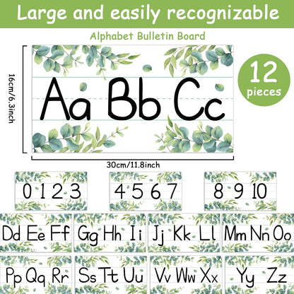 gisgfim 12 Pieces Alphabet Bulletin Board Strips Set Boho Rainbow Alphabet Line ABC Alphabet Banner & Number Border Posters for Preschool Kindergarten Classroom Playroom Bedroom (Boho)