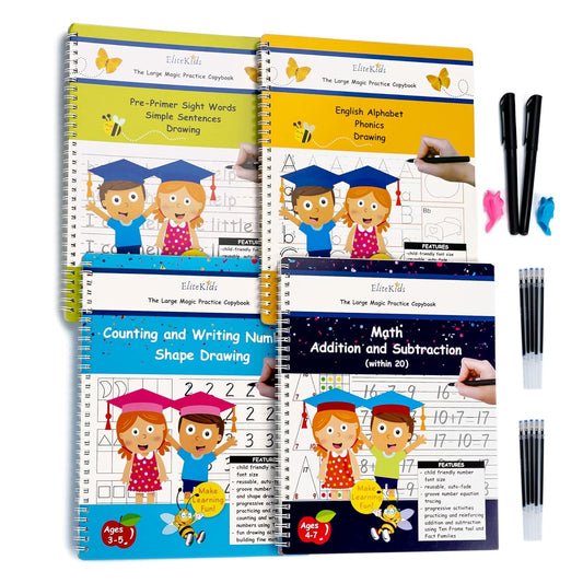 Magic Grooved Writing Practice for Kids, Trace Books for Kids Ages 3-5, 6-8, Handwriting Practice for kids 5-7, Teacher-Designed Reusable Magic Practice Copybook for Kids ages 3-8 (8.7×6.9in)