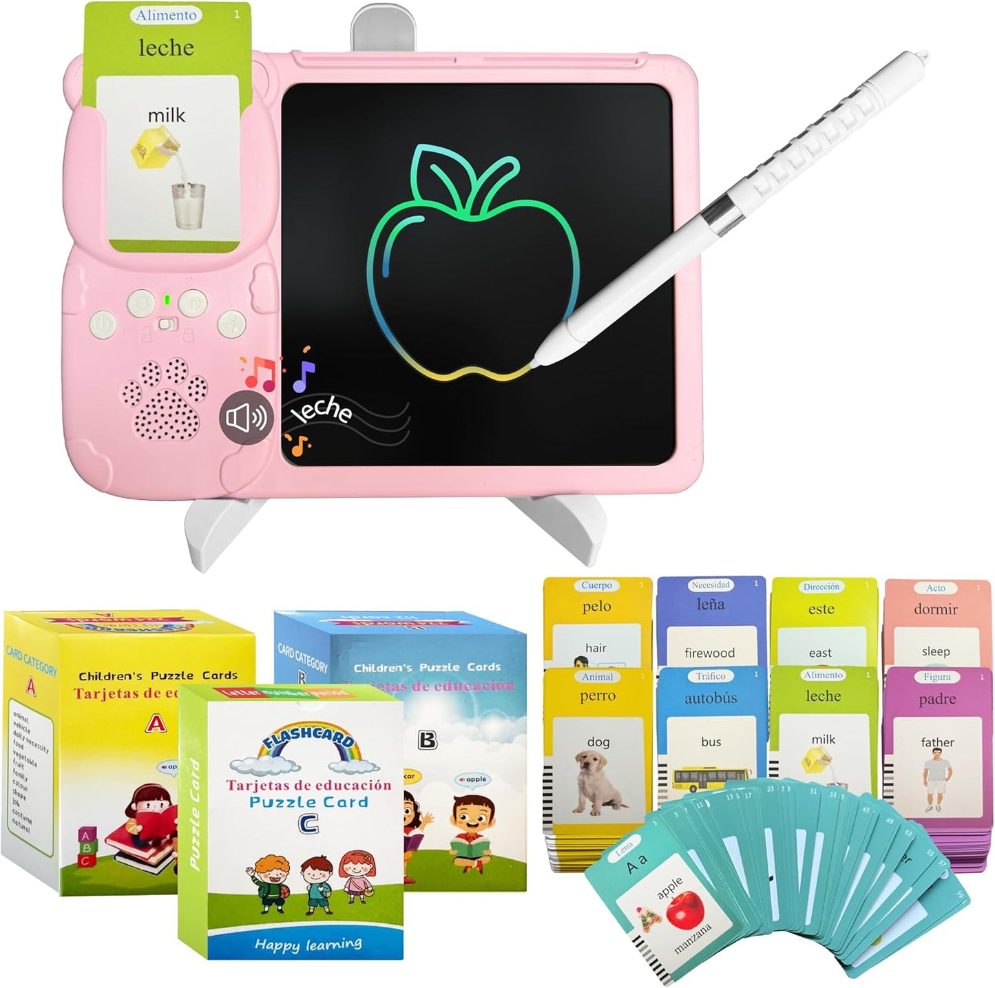 Talking Flash Cards for Toddlers - LCD Writing Tablet Kids - Drawing Tablet Toddler Toys 510 Sight Words Learning Montessori - Autism & Speech Therapy Toys - Kindergarten Gifts