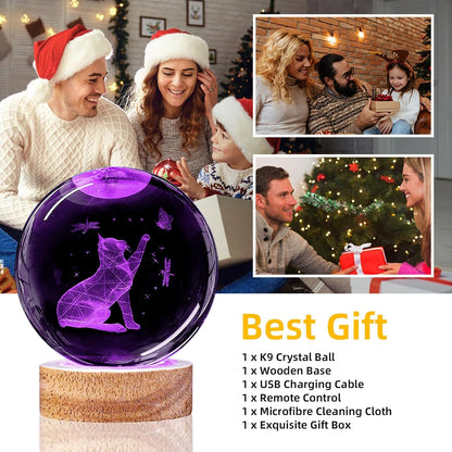 3D Solar System Crystal Ball Night Light with 16 Color LED Wooden Base, Upgraded 3.15 Inch Galaxy Planets Glass Ball Lamps with Remote for Birthday Christmas, Astronomy Space Gifts for Boys Girls