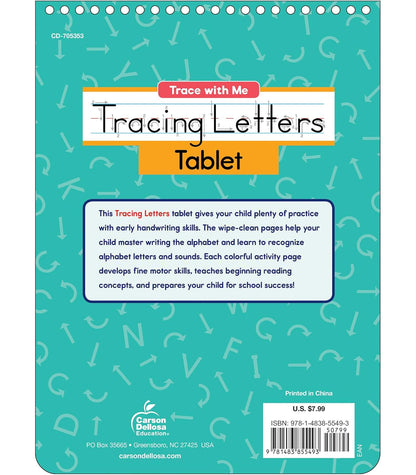 Carson Dellosa Trace With Me Letter Tracing Books for Kids Ages 3-5, Dry Erase Preschool Workbook, Learn to Write the Alphabet With Wipe Clean Handwriting Practice