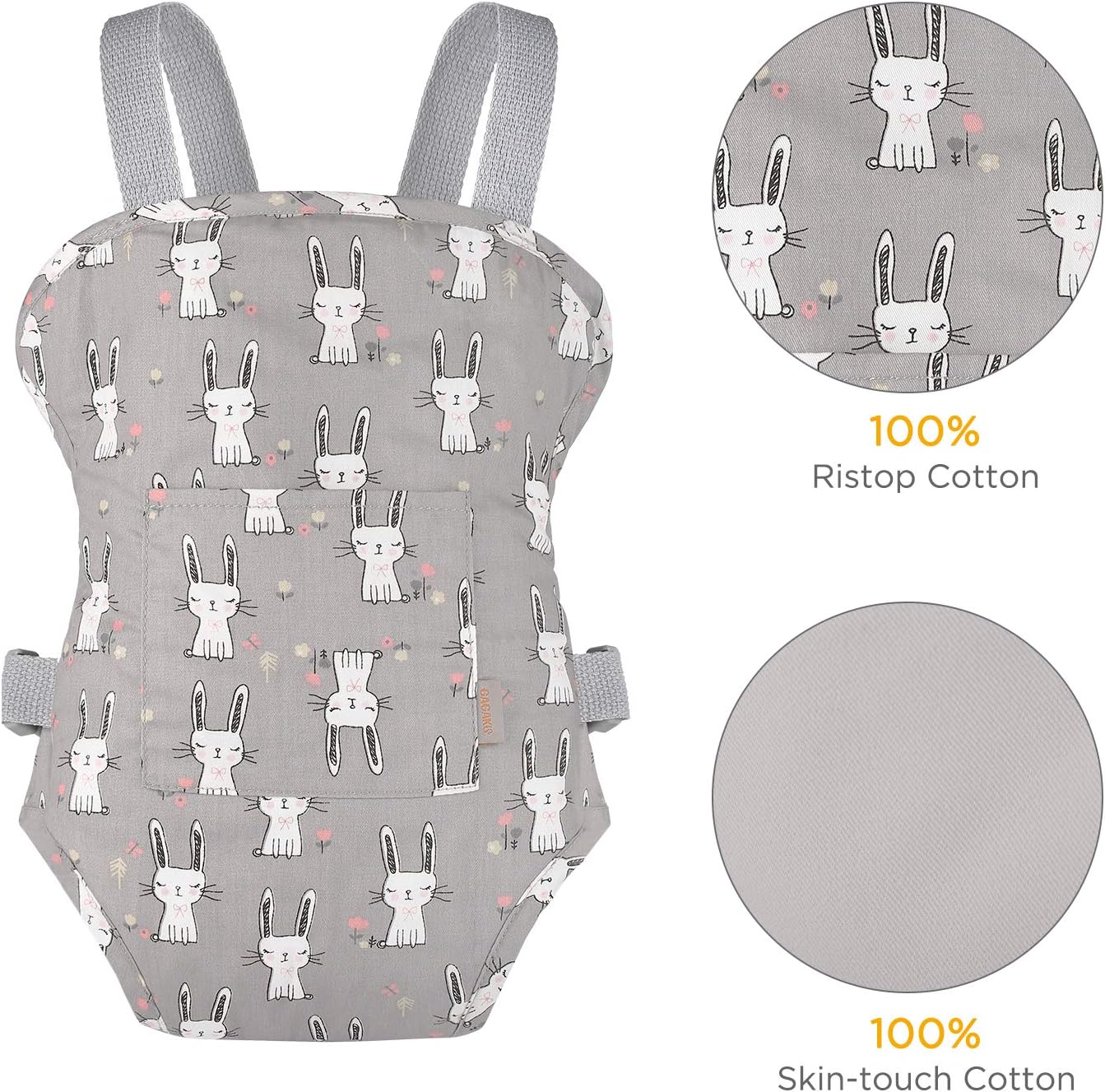 GAGAKU Baby Doll Carrier for Little Girls, Reborn Doll Accessories for Toddlers 3+ Years Old, Kids Toy Baby Dolls Sling Carrier - Pink - Moonflower
