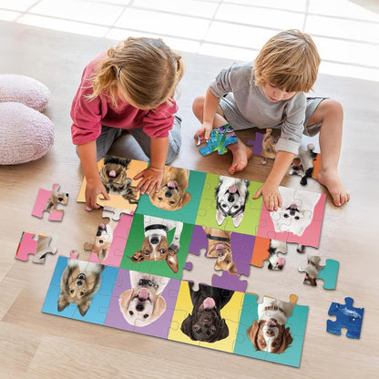 Jumbo Floor Puzzle for Toddlers, 48 Piece Puzzle Educational for Kids, 3 x 2 Feet Gaint Toy (Puppies)