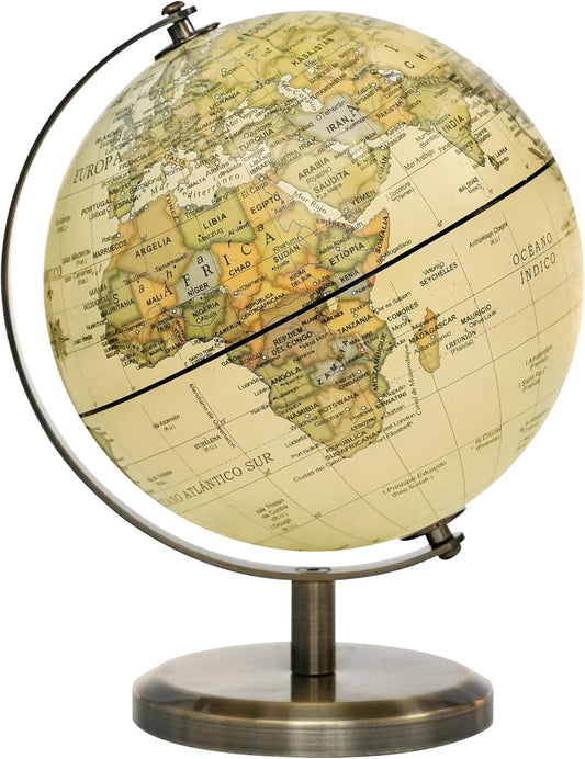 Annova Mini Antique Globe 4-inch / 10 cm - Swivels in All Directions Educational, Decorative, Unique, Small World, Desktop, Vintage (Mini Globe 4")