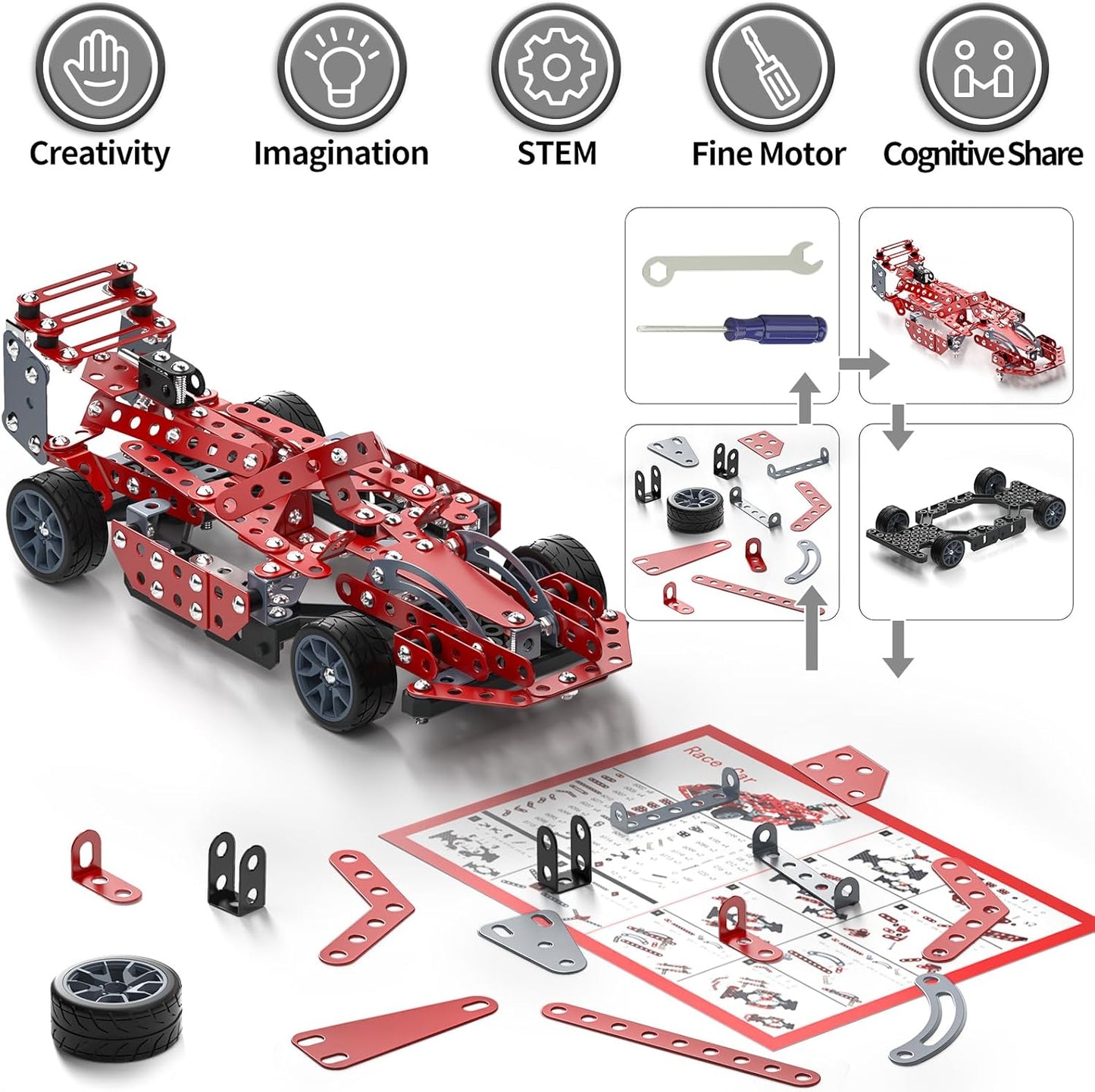 Lucky Doug STEM Building Projects Model Train Set Toys for Boys Kids 8 9 10 11 12 Years Old and Older - 340 PCS DIY Metal Building STEM Toys