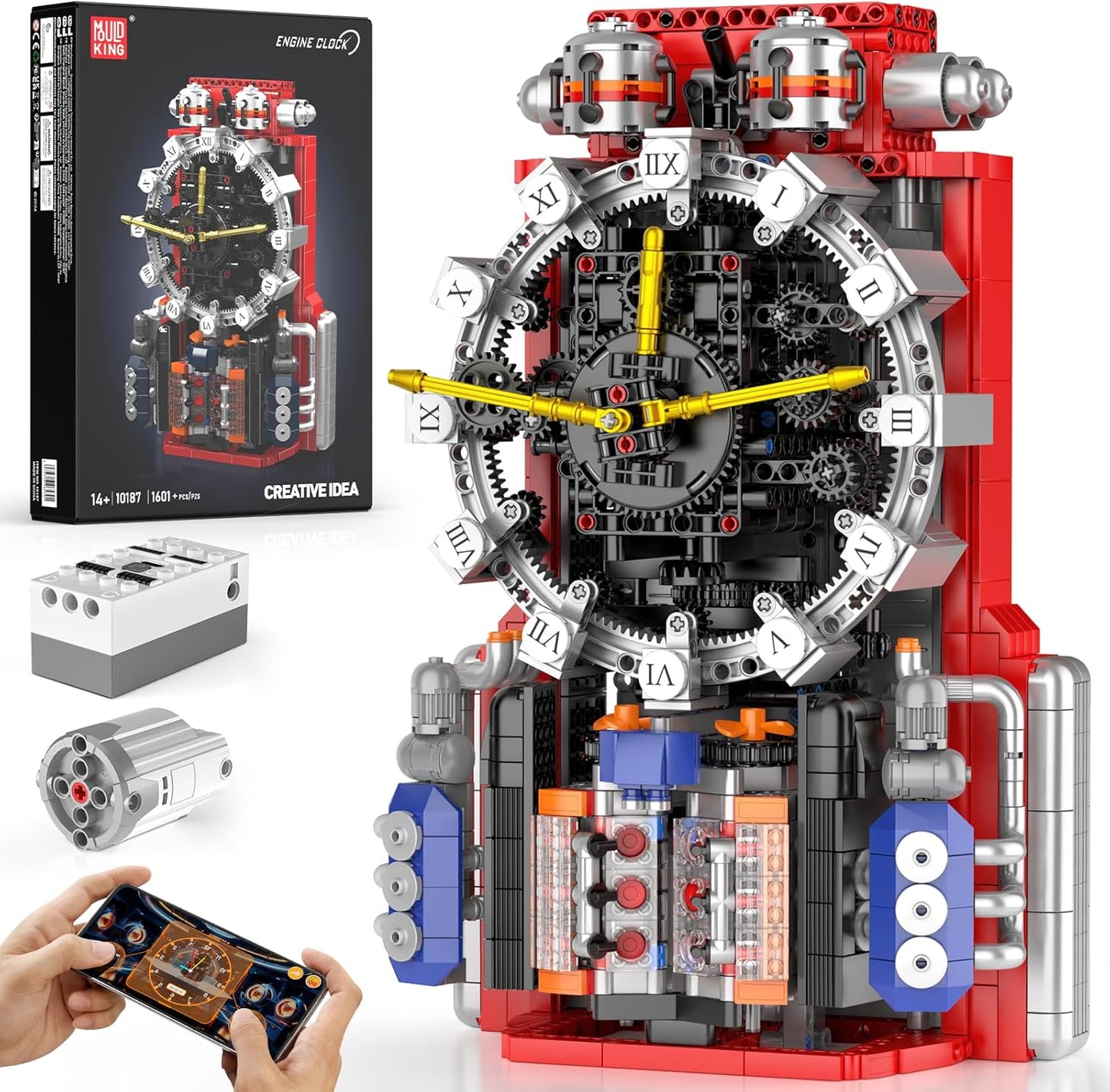 Mould King Cyberpunk Grand Clock Building Set 10160, 3675+ PCS Motorized DIY Clock Model with Mechanical Gears, APP Control & Real-Time Display, Advanced Engineering Toy for Adults & Teens 14+