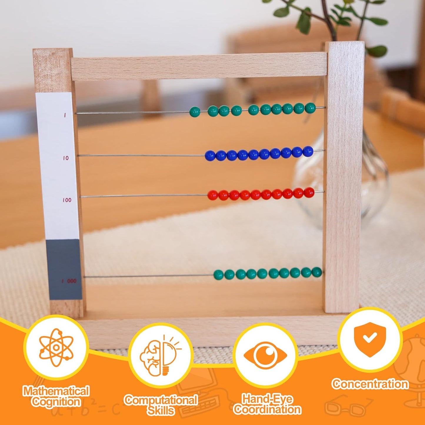 MONTESSORI OUTLET Wooden Small Bead Frame Abacus for 3 Year Old Boys Girls Kids Toddlers Math, Educational Counting Toy,Mathematics Toy Beads Game for Preschool and Homeschool Children