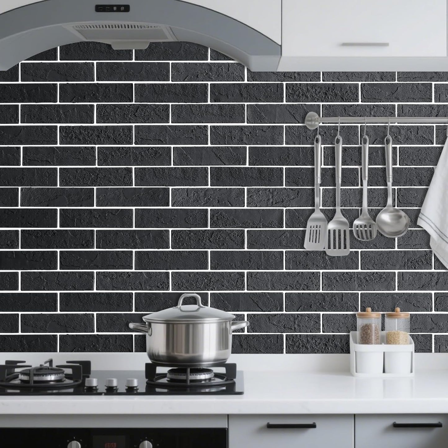 100 Whitewash Grey Faux Brick Wall Tiles, 3D Thin Brick Veneers for Bedroom, Bathroom, Kitchen, Fireplace and Fence Wall Panels (14.2 sq ft)