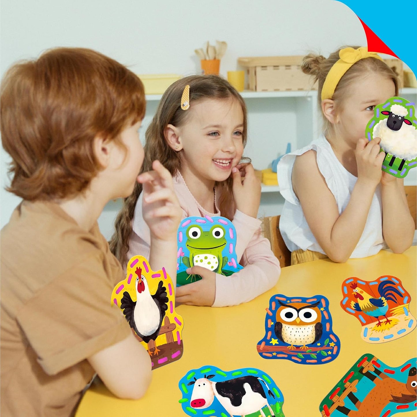 SpriteGru 9 Pieces Kids Lacing Cards, Double Sided Sewing Cards in 9 Vehicle Cards with 9 Colorful Laces, Imagination Development Lacing Toys Games for Children Educational and Learning Activity