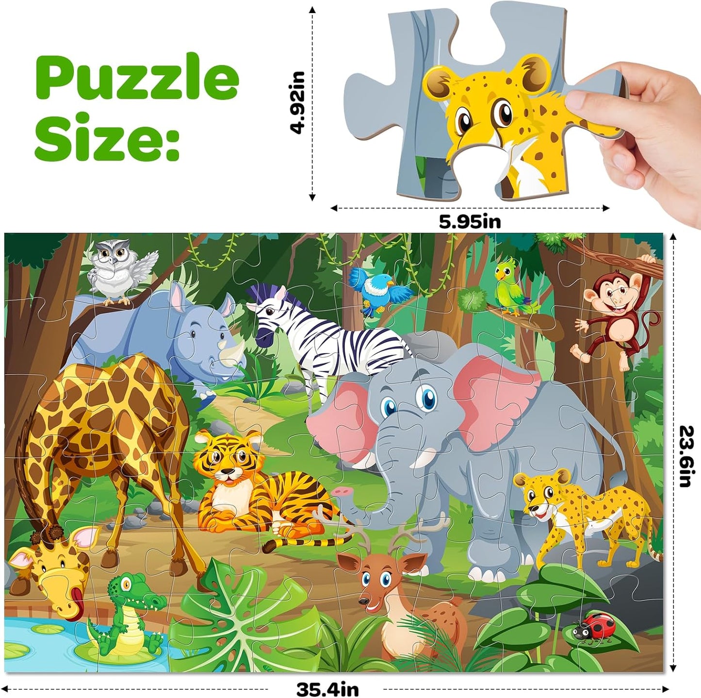 Jumbo Floor Puzzle for Kids Ages 4-6, 48 Piece Large Engineering Vehicles Jigsaw Puzzle, Extra-Thick Cardboard Preschool Learning Toys for Toddlers 3-5, Educational Gift for Boys Girls 3 4 5 6 7 8