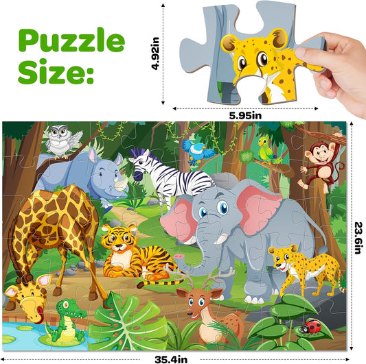 Jumbo Floor Puzzle for Kids Ages 4-6, 48 Piece Large Engineering Vehicles Jigsaw Puzzle, Extra-Thick Cardboard Preschool Learning Toys for Toddlers 3-5, Educational Gift for Boys Girls 3 4 5 6 7 8