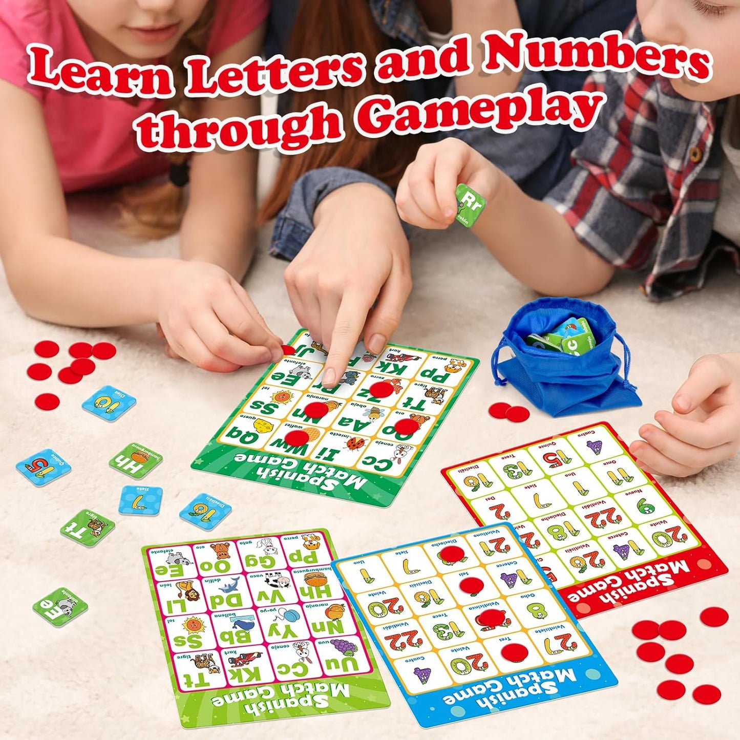 Quilinz Alphabet Bingo Game,Letter/Number/Sight Word Bingo Game for Kids,ABC and 123 Bingo Board Games for Kids 4-6,Alphabet Learning Toys for Kindergarten,Matching Game,Perfection Game for Kids