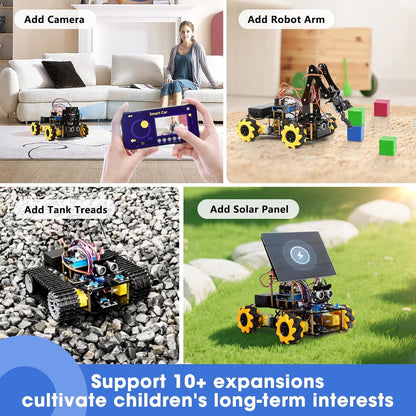 Robotics for Kids Ages 8-12, ACEBOTT Smart Robot Arm Car Kit with 5DOF, STEM Toys for Boys Age 8-12 12-16+, ESP32 Arduino/Python/Blockly Coding, App & Remote Control, STEM DIY Gift for Teens & Adults