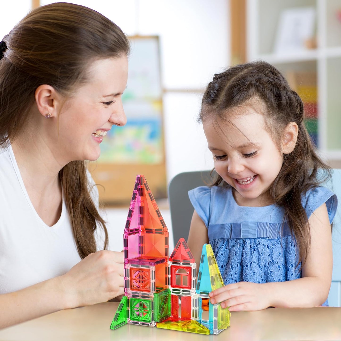 PicassoTiles 60 pcs Mini Magnetic Tiles Magnet Toys Travel-Friendly On-The-Go Building Blocks for Kids Compact Lightweight Creative playset Preschool Montessori Early Learning STEM Kids Toy Ages 3+.