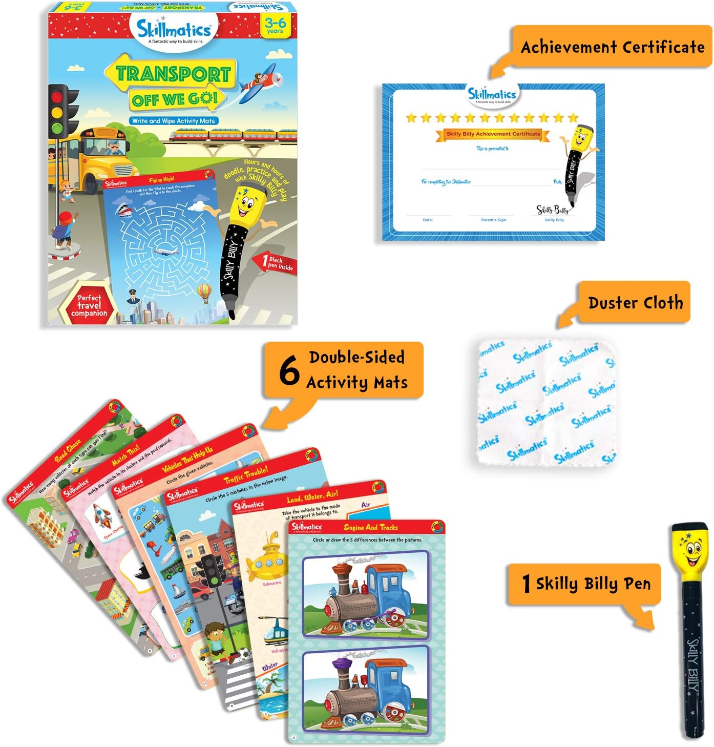 Skillmatics Educational Game - Dots & Mazes, Reusable Activity Mats with Dry Erase Marker, Gifts, Travel Toy, Ages 3 to 6