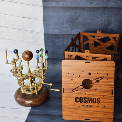 Solar System Model | Educational & Decorative Astronomy Orrery | Premium Brass Mechanical Planetarium (8" Earth & Moon)