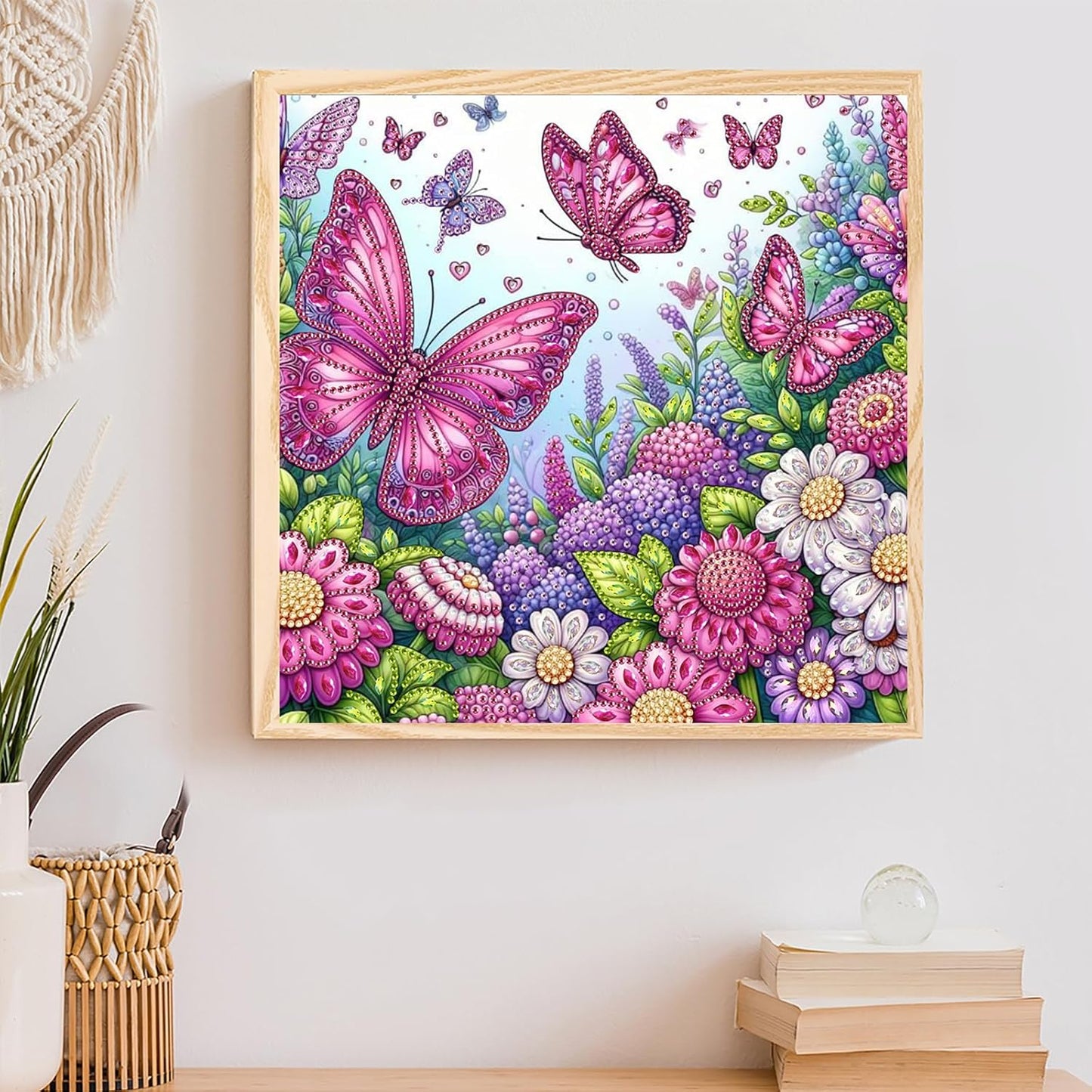 POETRYDRAW Pink Butterfly Special Shaped 5D DIY Partial Drill Diamond Art Painting Kit 30x30cm (Butterfly-1)