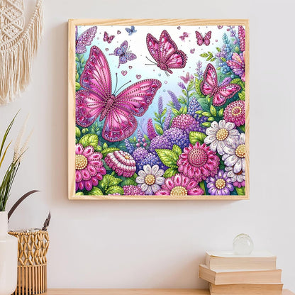 POETRYDRAW Pink Butterfly Special Shaped 5D DIY Partial Drill Diamond Art Painting Kit 30x30cm (Butterfly-1)