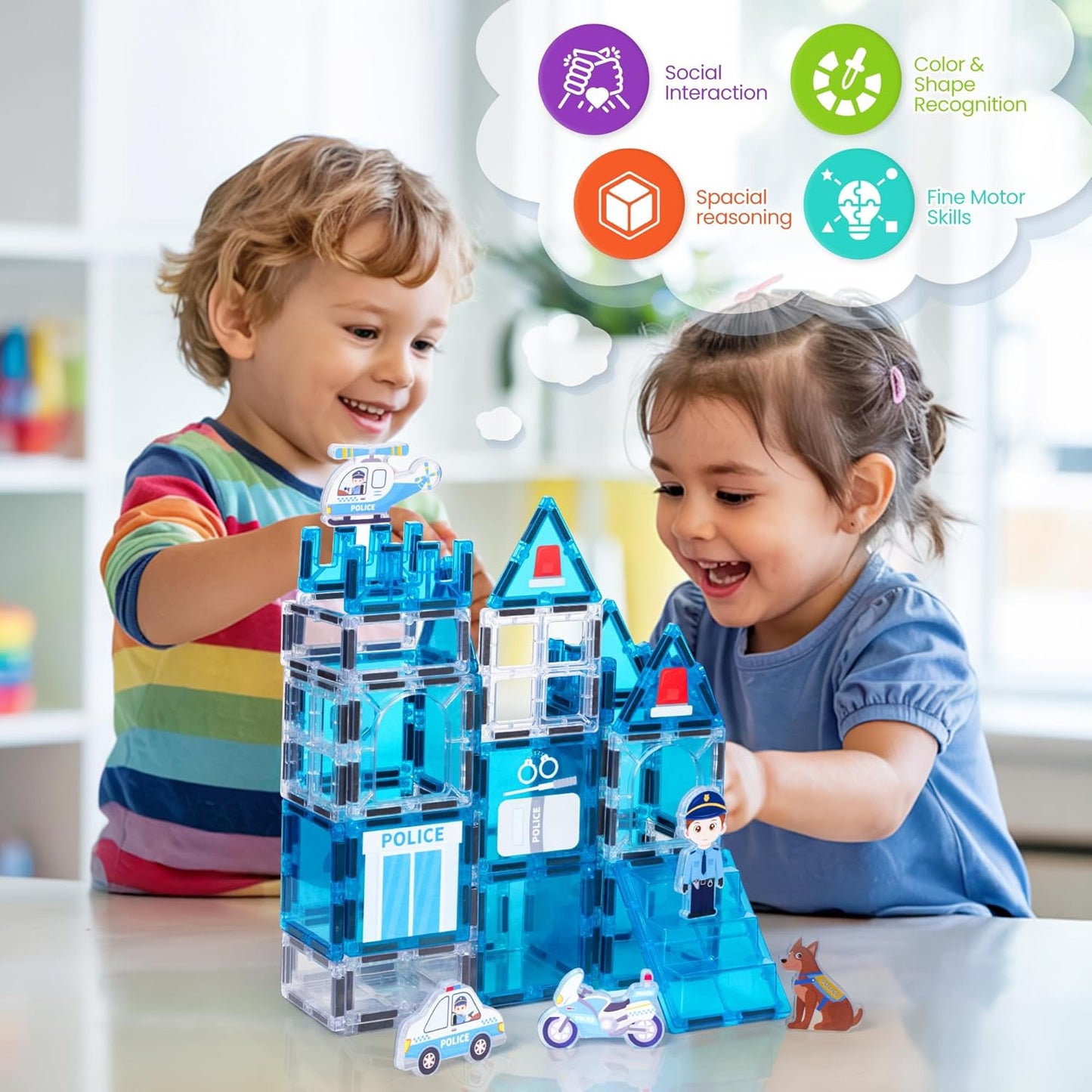 cossy Magnetic Tiles Space Set, Magnet Tiles with Astronaut, Magnetic Tiles for Kids Ages 4-8, STEM Toys, Toys for 3 4 5 6 7 8 Year Old Boy and Girl, Creative Building Toys, Space