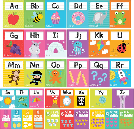 Hadley Designs Alphabet for Classroom Wall Decor - ABC Posters for Classroom Wall Chart Preschool & Kindergarten, ABC Letters & Number Line Elementary, Alphabet Cards, Pastel Classroom Decor