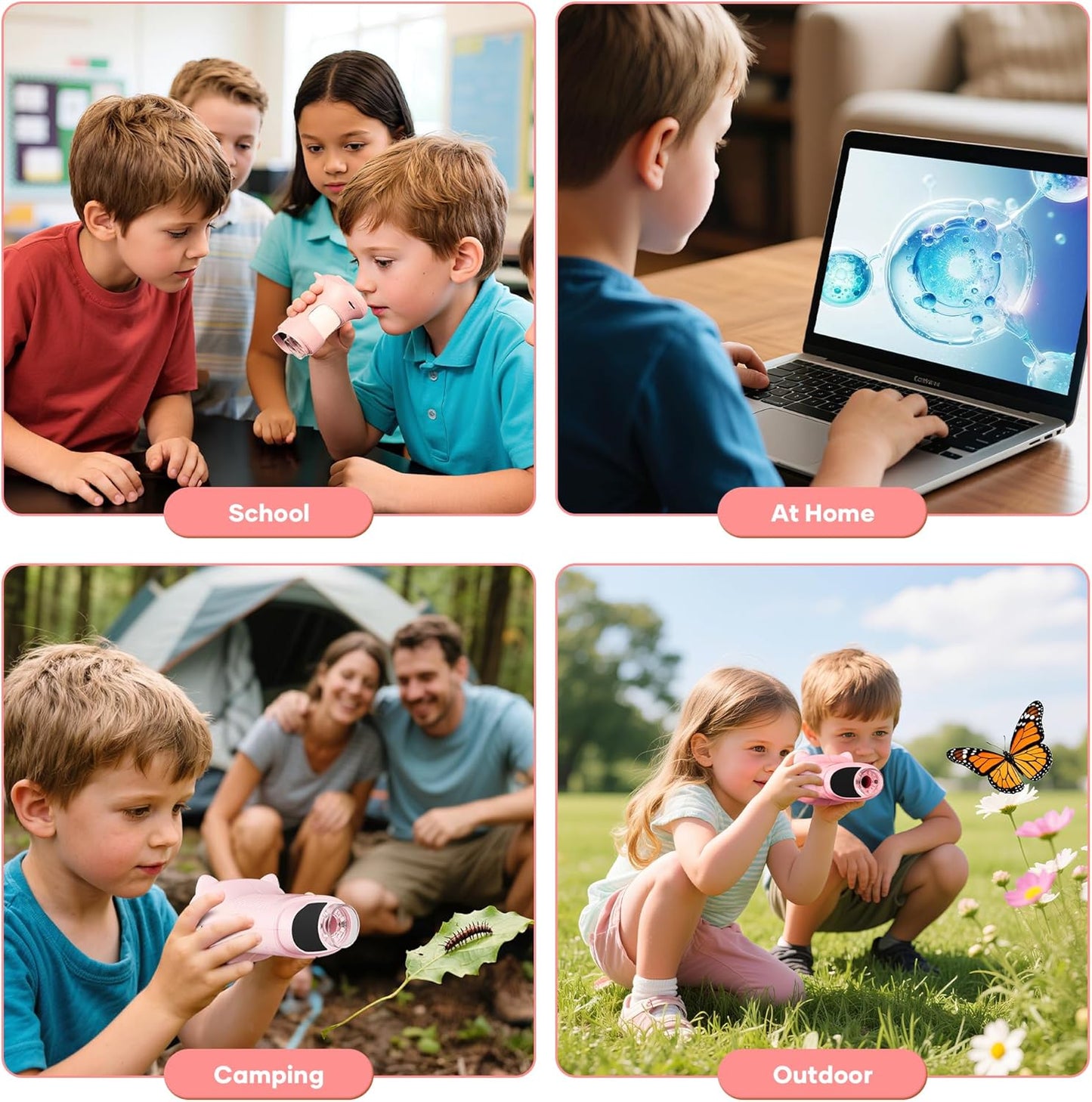1000X Handheld Digital Microscope for Kids, Pocket Microscope with 2.0" IPS Screen, Portable STEM Science Toy for Ages 4-12, Educational Birthday Gift for Boys Girls, Outdoor Exploration Kit