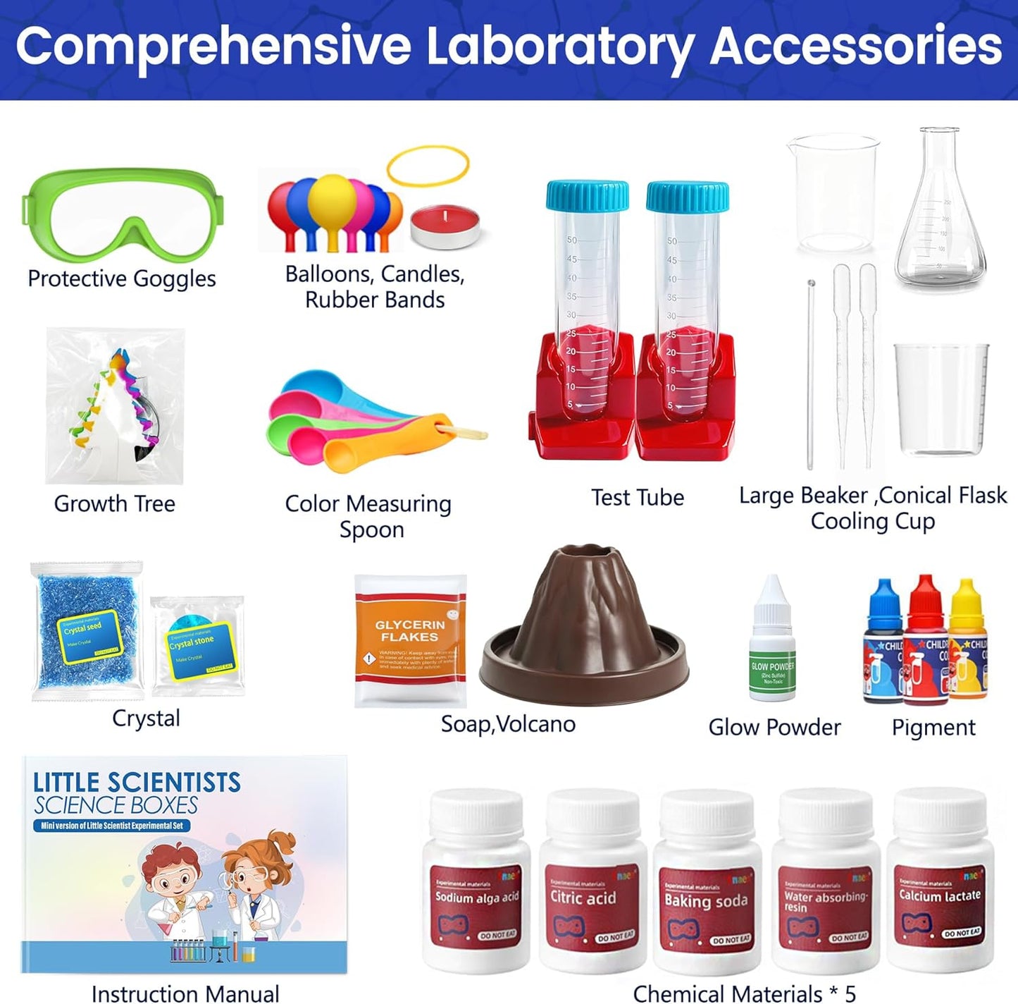 150+ Science Kits for Kids, STEM Activities Educational Science Experiments Gifts with Chemistry Set, Erupting Volcano and Growing Crystal Boys Gilrs Age 4+