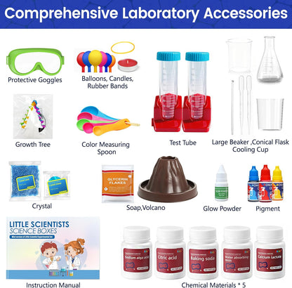 150+ Science Kits for Kids, STEM Activities Educational Science Experiments Gifts with Chemistry Set, Erupting Volcano and Growing Crystal Boys Gilrs Age 4+