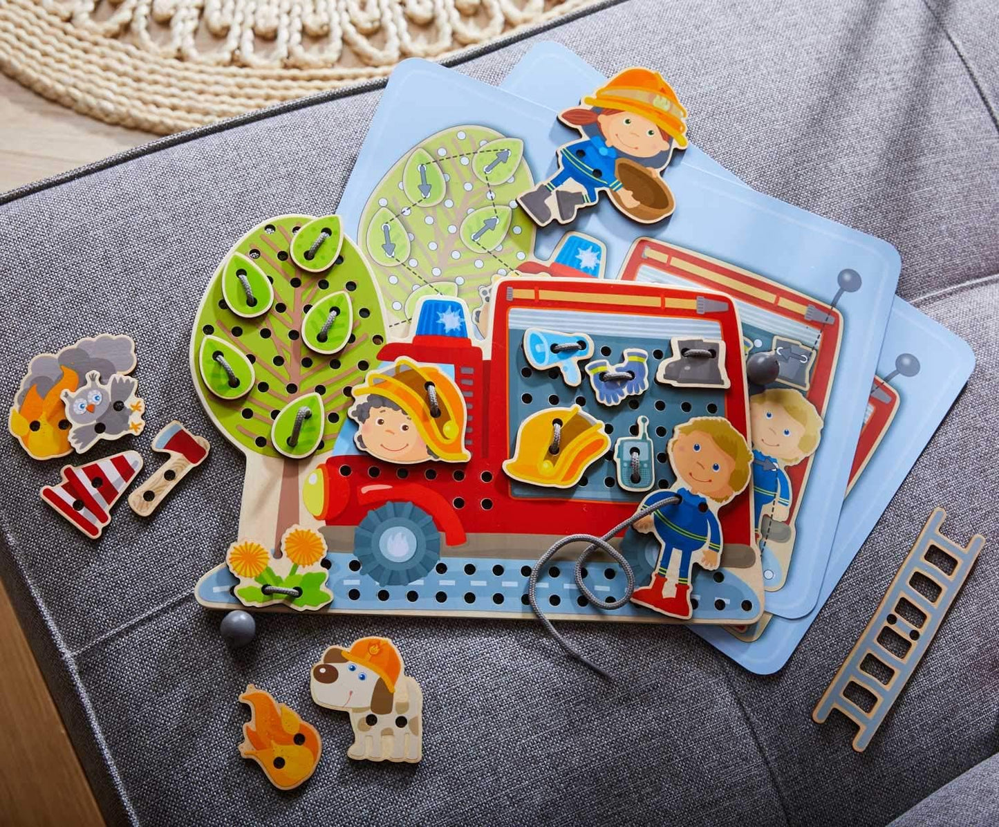 HABA Dress Me Lacing Cards Game - Montessori Fine Motor Skills Toy for Preschool Learning Activities and Kindergarten Toys with 36 Wooden Pieces
